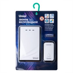 UDB-017W-R1T1-38S-150M-WH/BL Звонок беспроводной. Радиус действия 150м. Белый с черным. ТМ Uniel UL-00011373 - фото 72616