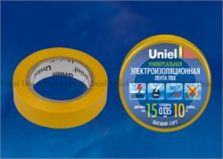 UIT-135P 10/15/01 YEL Изоляционная лента Uniel 10м, 15мм, 0,135мм, 1шт, цвет Желтый 04515 - фото 72775