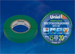 UIT-135P 20/15/01 GRN Изоляционная лента Uniel 20м, 59мм, 0,135мм, 1шт, цвет Зеленый 04486 - фото 72808