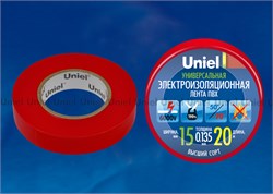 UIT-135P 20/15/01 RED Изоляционная лента Uniel 20м, 15мм, 0,135мм, 1шт, цвет Красный 04487 - фото 72838