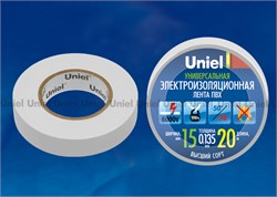 UIT-135P 20/15/01 WHT Изоляционная лента Uniel 20м, 15мм, 0,135мм, 1шт, цвет Белый 04488 - фото 72912