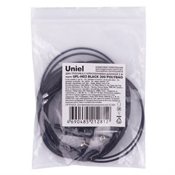 UFL-H02 BLACK 200 POLYBAG Комплект крепления для подвесного монтажа накладных светильников. Два тросика с креплениями длиной 2м. Цвет черный. ТМ Uniel UL-00013723 - фото 73222