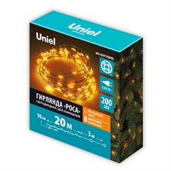 ULD-S2000-200/DCA AM IP20 DEW Гирлянда светодиодная "Роса", 20м. 200 светодиодов. Янтарный свет. Провод медный. ТМ Uniel UL-00014173 - фото 73283