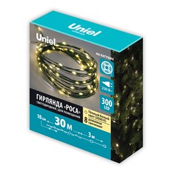 ULD-S3000-300/DGA WW IP20 DEW Гирлянда светодиодная "Роса", 30м. 300 светодиодов. Теплый белый свет. Провод зеленый. ТМ Uniel UL-00014174 - фото 73293