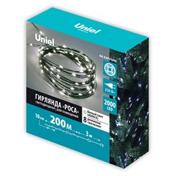 ULD-S20000-2000/DGA WH IP20 DEW Гирлянда светодиодная "Роса", 200м. 2000 светодиодов. Белый свет. Провод зеленый. ТМ Uniel UL-00014184 - фото 73295
