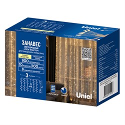 ULD-C3030-900/DTA/RC WW IP44 DEWDROP Занавес светодиодный "Капли росы", 3*3м. 900 светодиодов. Теплый белый свет. Провод прозрачный. ТМ Uniel UL-00014231 - фото 73298