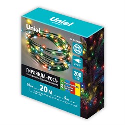 ULD-S2000-200/DGA MT IP20 DEW Гирлянда светодиодная "Роса", 20м. 200 светодиодов. Красный, желтый, синий, зеленый свет. Провод зеленый. ТМ Uniel UL-00014170 - фото 73300