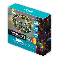 ULD-S10000-1000/DGA MT IP20 DEW Гирлянда светодиодная "Роса", 100м. 1000 светодиодов. Красный, желтый, синий, зеленый свет. Провод зеленый. ТМ Uniel UL-00014182 - фото 73301
