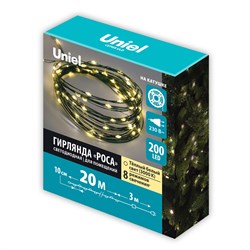 ULD-S2000-200/DGA WW IP20 DEW Гирлянда светодиодная "Роса", 20м. 200 светодиодов. Теплый белый свет. Провод зеленый. ТМ Uniel UL-00014169 - фото 73314