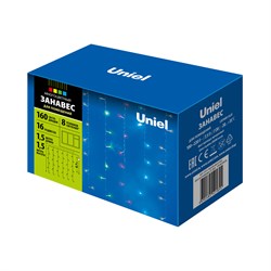 ULD-C1515-160/DTA MULTI IP20  Занавес светодиодный с контроллером, 1,5х1,5м. 160 светодиодов. Разноцветный свет. Провод прозрачный. TM Uniel. UL-00005268 - фото 73348