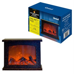 ULD-L2821-005/DNB/RED BROWN FIREPLACE Фонарь светодиодный «Камин», на батарейках 3АА (не в/к), 28х21см. 5 светодиодов. Эффект пламени. Корпус коричневый. TM Uniel UL-00007291 - фото 73419