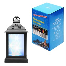 ULD-L1122-010/DTB/RGB/3D BLACK Фонарь со светодиодной гирляндой внутри, на батарейке (в комплект не входит). 10 светодиодов. RGB свет. Черный корпус. 11*22 см. TM Uniel. UL-00002311 - фото 74223