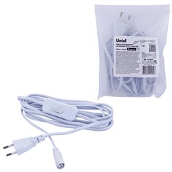 UCX-PT2/T70-300/B WHITE 1 STICKER Провод для подключения светильника ULT-P7* к сети 220В. 300 см, с кнопкой включения. Белый. ТМ Uniel UL-00013037 - фото 74472