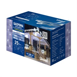 ULD-B25006-440/TTK WH IP44 Бахрома светодиодная с эффектом мерцания, 25м. Соединяемая. 440 светодиодов. Белый свет. Провод прозрачный. ТМ Uniel UL-00014168 - фото 74839