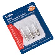IL-CT13-CL-03/E10/34V SET3 BLISTER Лампа накаливания для новогодней горки на 7 ламп, 3Вт, прозрачная. 34V. Набор из 3шт. в блистере. ТМ Uniel UL-00010985