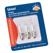 IL-CT13-CL-03/E10/48V SET3 BLISTER Лампа накаливания для новогодней горки на 5 ламп, 3Вт, прозрачная. 48V. Набор из 3шт. в блистере. ТМ Uniel UL-00010986
