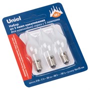 IL-CW16-FR-03/E10/48V SET3 BLISTER Лампа накаливания для новогодней горки на 5 ламп, 3Вт, матовая. 48V. Набор из 3шт. в блистере. ТМ Uniel UL-00010988