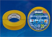 UIT-135P 20/19/01 YEL Изоляционная лента Uniel 20м, 19мм, 0,135мм, 1шт, цвет Желтый 04482