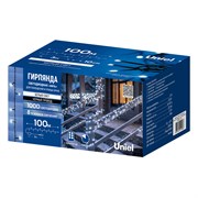 ULD-S10000-1000/DBA/RC WH IP44 Гирлянда светодиодная, 100м. 1000 светодиодов. Белый свет. Пульт ДУ (в/к). Провод черный. ТМ Uniel UL-00014218