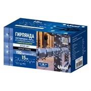 ULD-S1500-150/TBK WH IP44 Гирлянда светодиодная с эффектом мерцания, 15м. Соединяемая. 150 светодиодов. Белый свет. Провод черный. ТМ Uniel UL-00014223