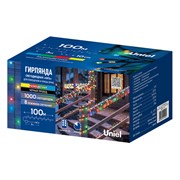 ULD-S10000-1000/DBA/RC MT IP44 Гирлянда светодиодная, 100м. 1000 светодиодов. Красный, желтый, синий, зеленый свет. Пульт ДУ (в/к). Провод черный. ТМ Uniel UL-00014217