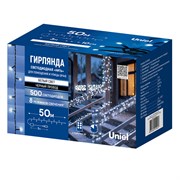 ULD-S5000-500/DBA/RC WH IP44 Гирлянда светодиодная, 50м. 500 светодиодов. Белый свет. Пульт ДУ (в/к). Провод черный. ТМ Uniel UL-00014211