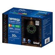 ULD-S2000-1000/DGA/RC MT IP44 FIREWORK Гирлянда светодиодная "Фейерверк", 20м. 1000 светодиодов. Красный, желтый, зеленый, синий свет. Пульт ДУ (в/к). Провод зеленый. ТМ Uniel UL-00014214
