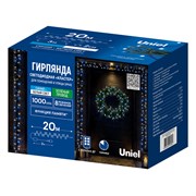 ULD-S2000-1000/DGA/RC BL-WH IP44 FIREWORK Гирлянда светодиодная "Фейерверк", 20м. 1000 светодиодов. Синий и белый свет. Пульт ДУ (в/к). Провод зеленый. ТМ Uniel UL-00014215