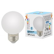 LED-G60-3W/6000K/E27/FR/С Лампа декоративная светодиодная. Форма "шар", матовая. Дневной свет (6000K). Картон. ТМ Volpe. UL-00006956