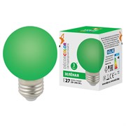LED-G60-3W/GREEN/E27/FR/С Лампа декоративная светодиодная. Форма "шар", матовая. Цвет зеленый. Картон. ТМ Volpe. UL-00006958