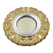 DLS-L136 GU5.3 GLASSY/YELLOW Светильник декоративный встраиваемый, серия Luciole. Без лампы, цоколь GU5.3. Доп. светодиодная подсветка 3Вт.Стекло. Зеркальный/светло-желтый. ТМ Fametto UL-00003863