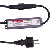 UET-F74 D/1.5M/30W/BK Блок питания (провод с трансформатором) для гирлянд Клип-лайт серии F74PRO, 1,5м. 30W. Статика. IP67. Черный. ТМ Uniel UL-00014331