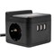 S-GCD2-1,5SBUH BLACK Удлинитель серии Standard, с/з, шнур 1,5м, 2 гнезда, 3 USB, 16А, держатель для телефона. Черный. ТМ Uniel UL-00011252 - фото 78566