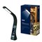 TLD-542 Black/LED/300Lm/5000K/Dimmer Светильник настольный c часами, календарем, термометром, 5W. Сенсорный выключатель. Черный (стилизован под кожу). TM Uniel. UL-00001816 - фото 78941