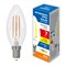 LED-C35-7W/3000K/E14/CL/SLF Лампа светодиодная. Форма "свеча", прозрачная. Теплый белый свет (3000K). ТМ Volpe UL-00008332 - фото 93746